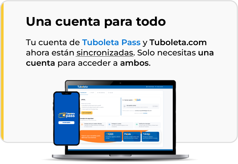 Una cuenta para Tuboleta Pass y Tuboleta.com