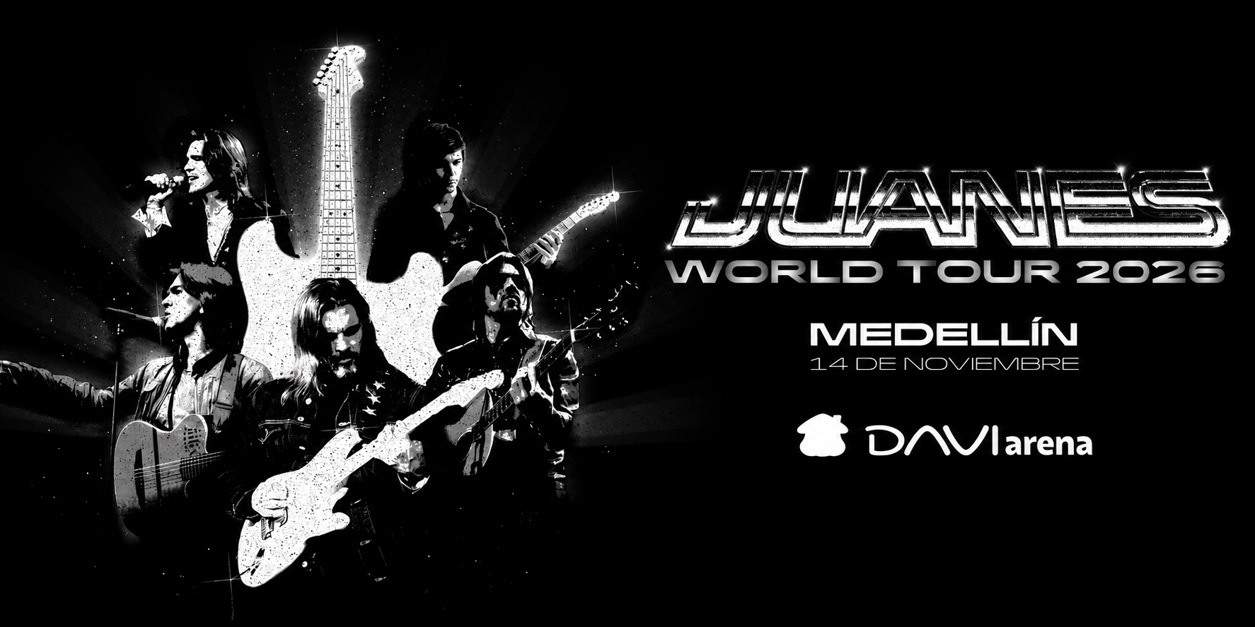 Juanes World Tour 2026 en el DAVIarena de Sabaneta, Antioquia. Sábado 14 de noviembre de 2026.